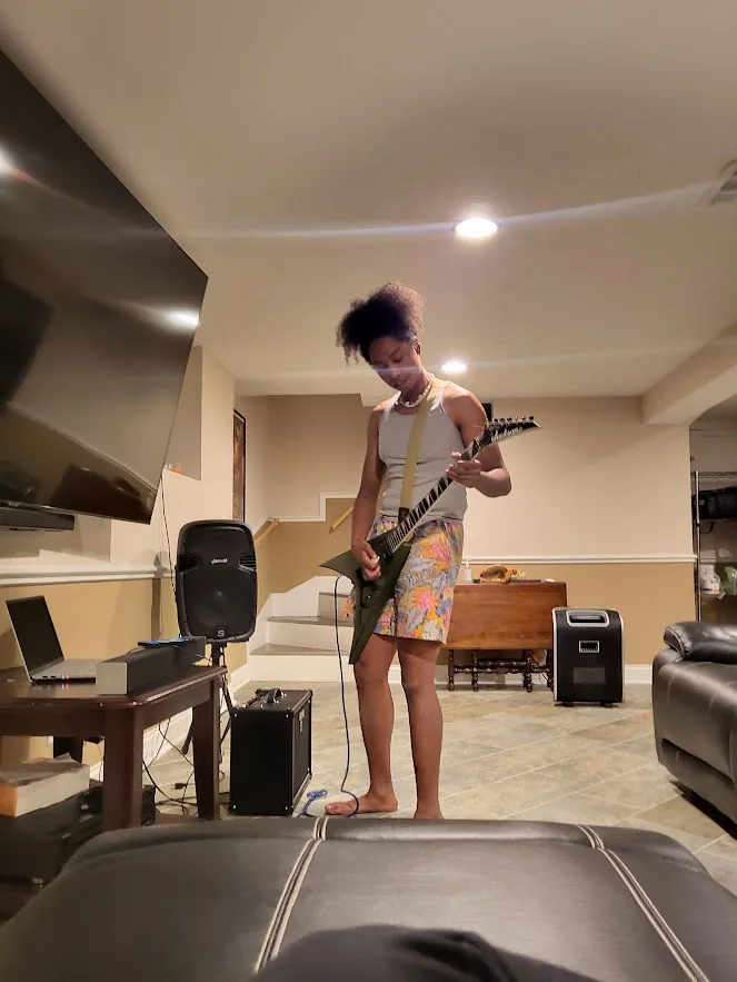 Young musician at home